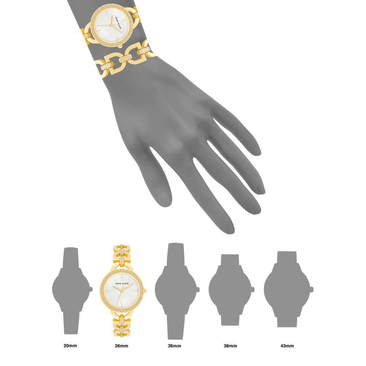 Anne Klein Quartz Analog Mother Of Pearl dial Metal Strap Watch for Women AKB4104GPST