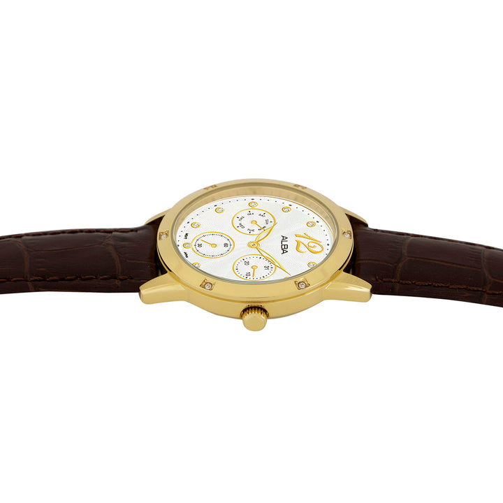 AP6718X1 White Ripple Dial with Brown Leather Strap