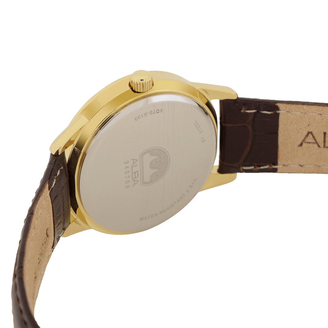 AP6718X1 White Ripple Dial with Brown Leather Strap