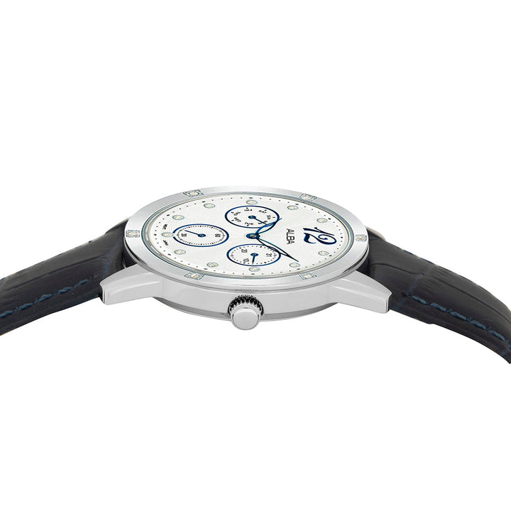 AP6719X1 White Ripple Dial with Blue Leather Straps