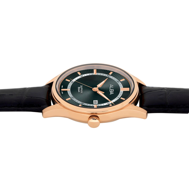 AS9R22X1 Asterix Black Dial with Black Leather Strap