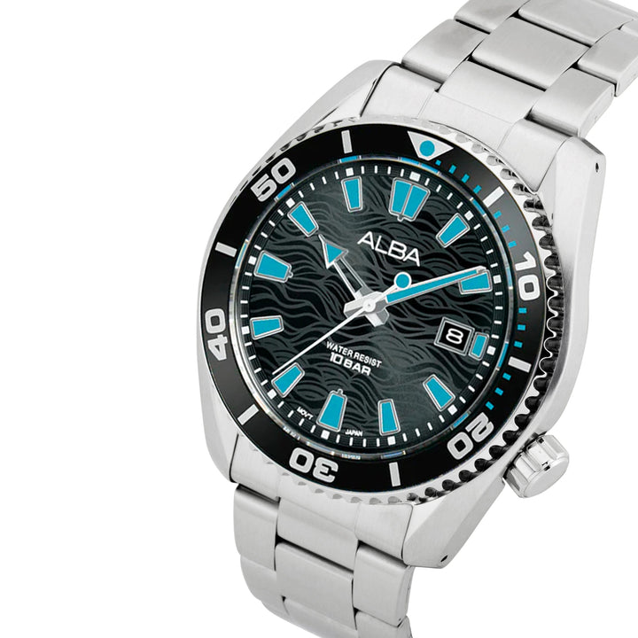 AS9R71X1 Black Surf Dial with Black+Blue Rotating Bezel Water Resistant