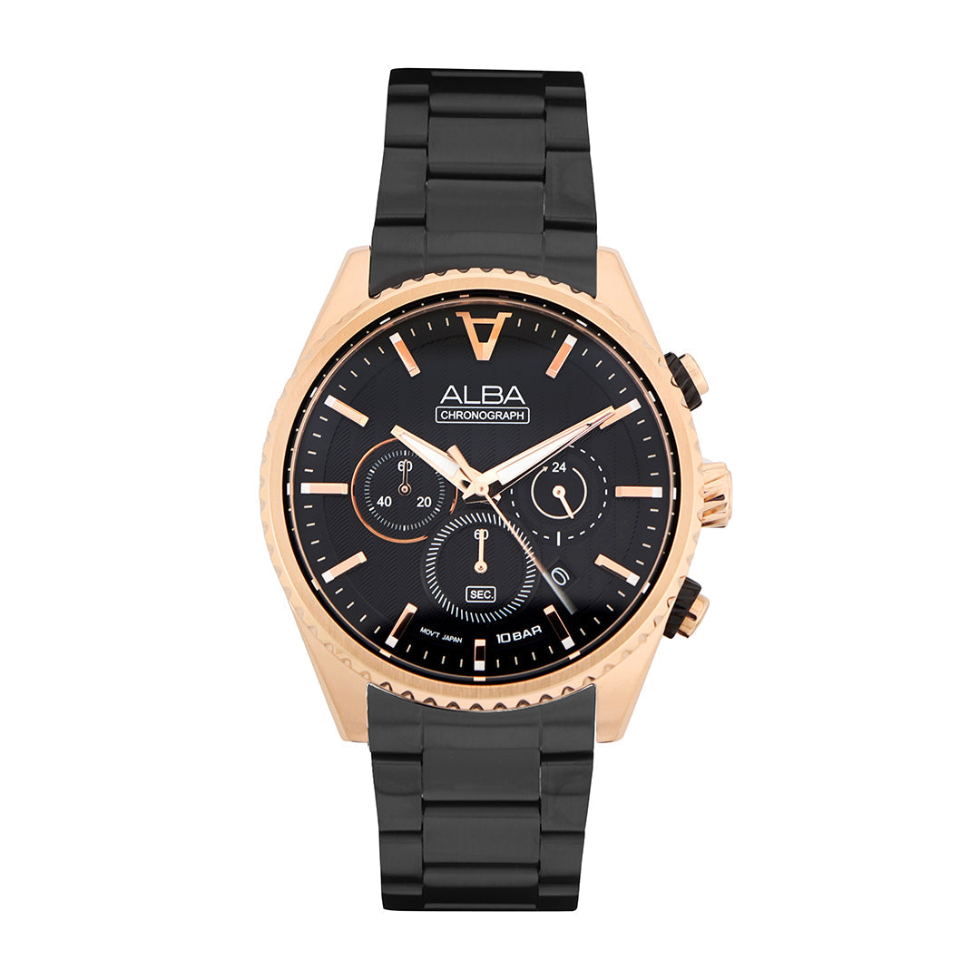 AT3H80X1 Black-Gold Dial Chronograph Watch