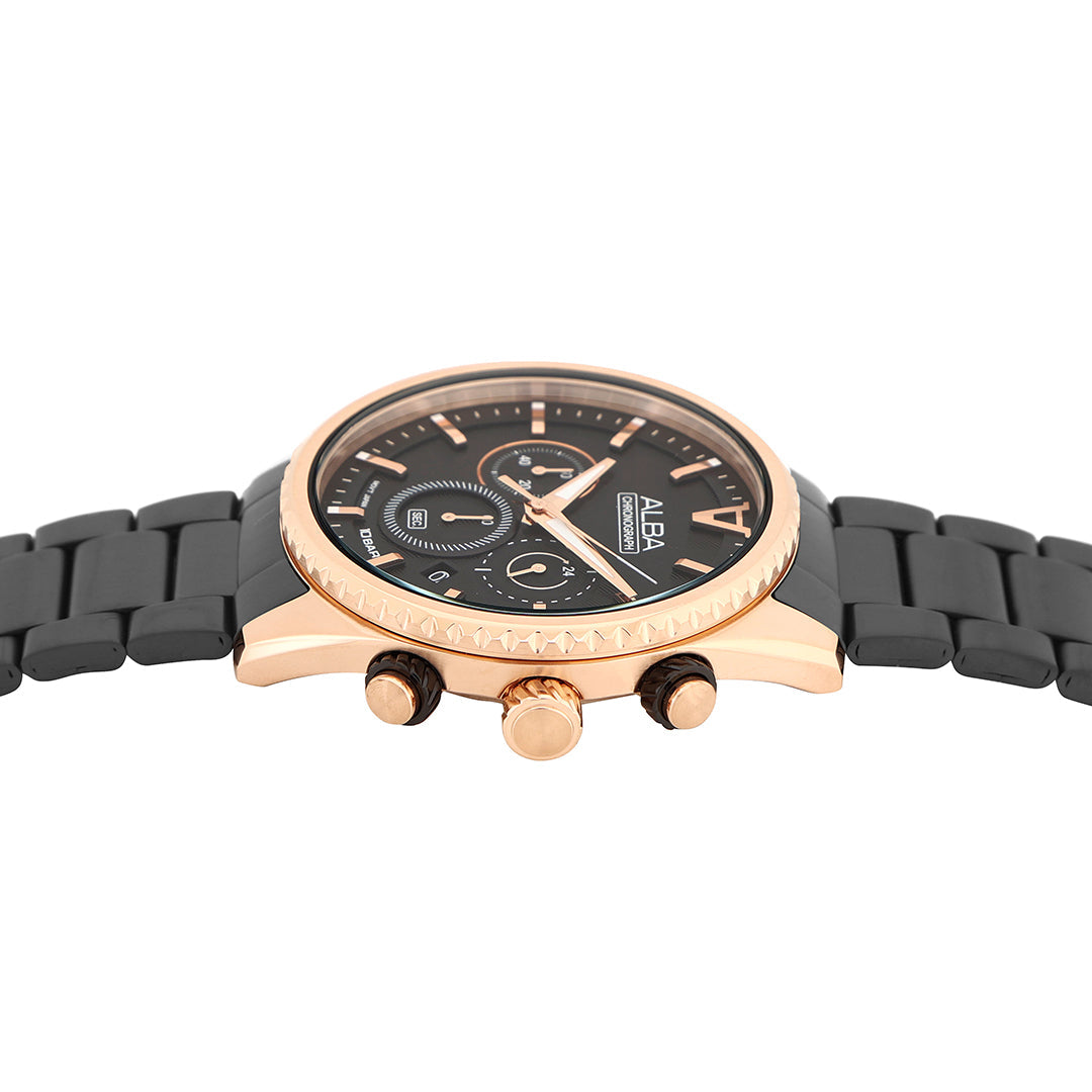 AT3H80X1 Black-Gold Dial Chronograph Watch