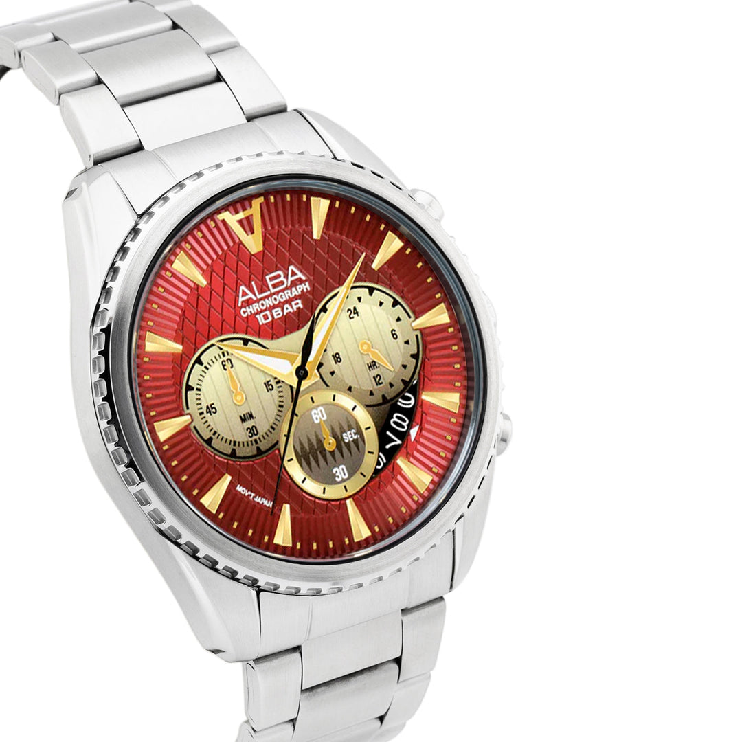 AT3J11X1 Red Textured Dial Chronograph Watch
