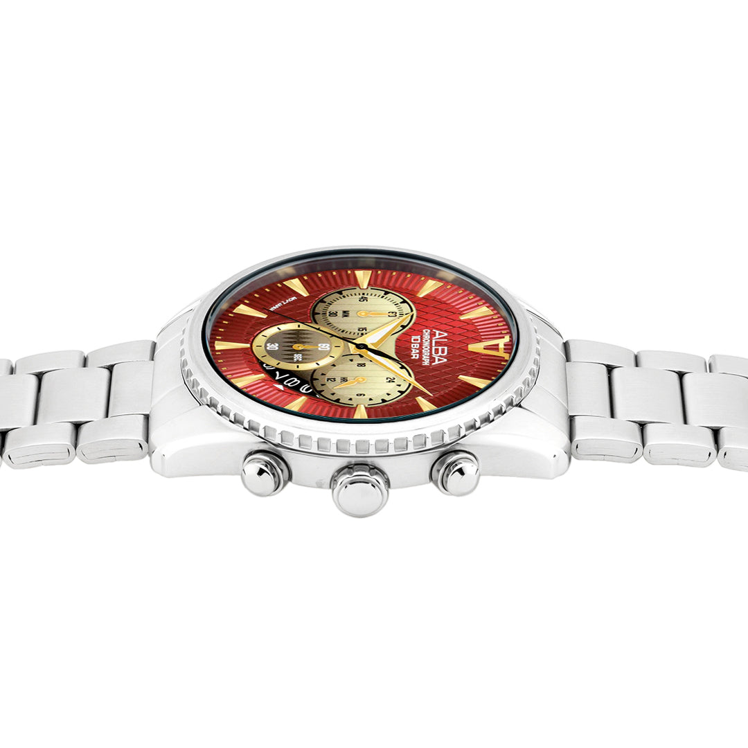 AT3J11X1 Red Textured Dial Chronograph Watch