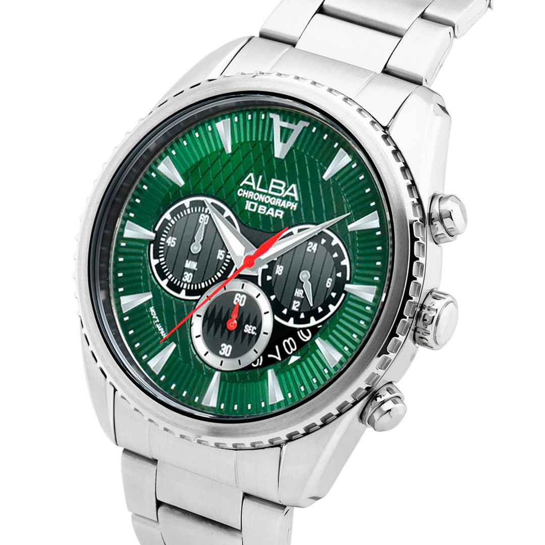 AT3J13X1 Green Textured Dial Chronograph Watch