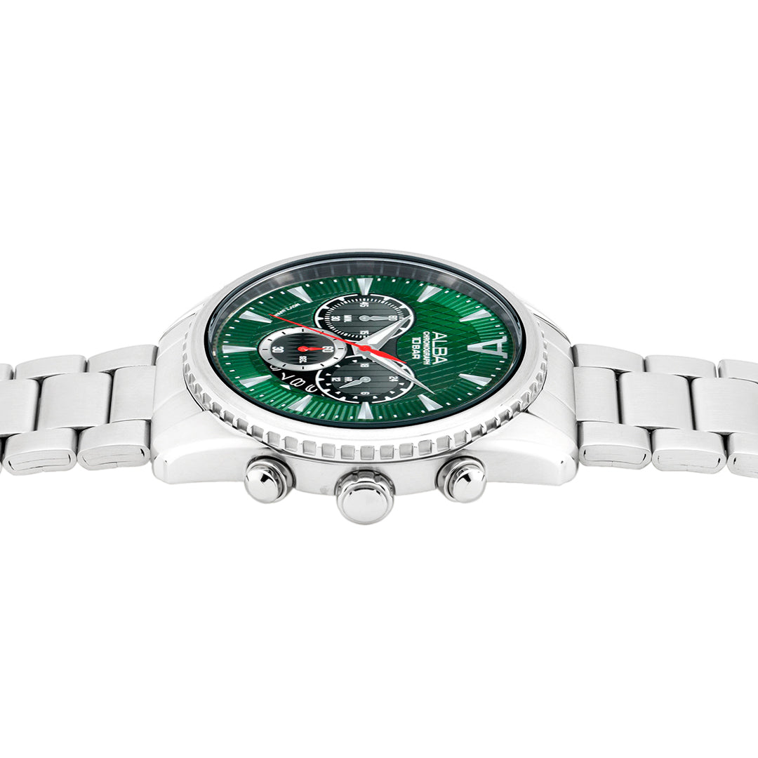 AT3J13X1 Green Textured Dial Chronograph Watch