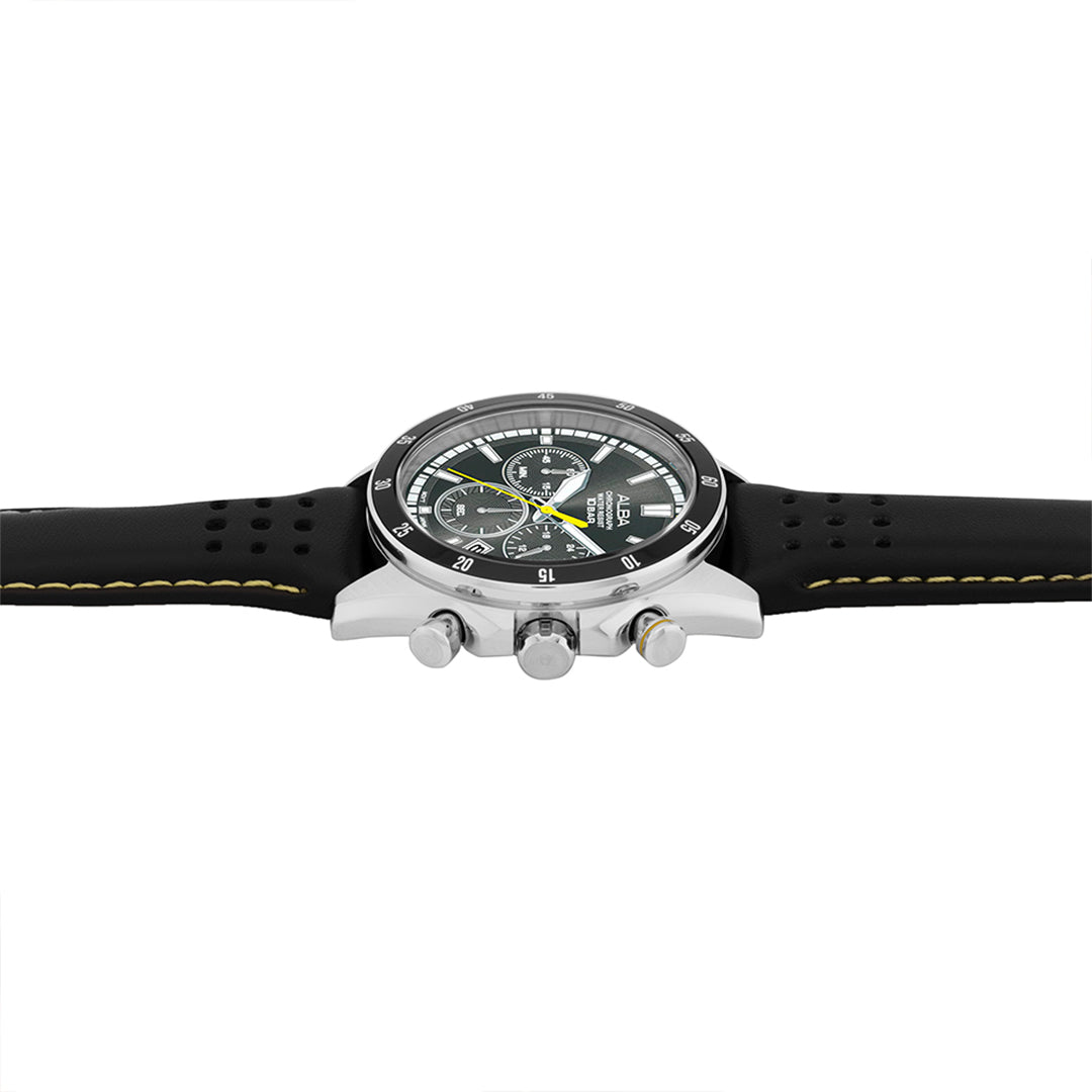 AT3J33X1 Midnight Black Dial with Leather Strap Chronograph