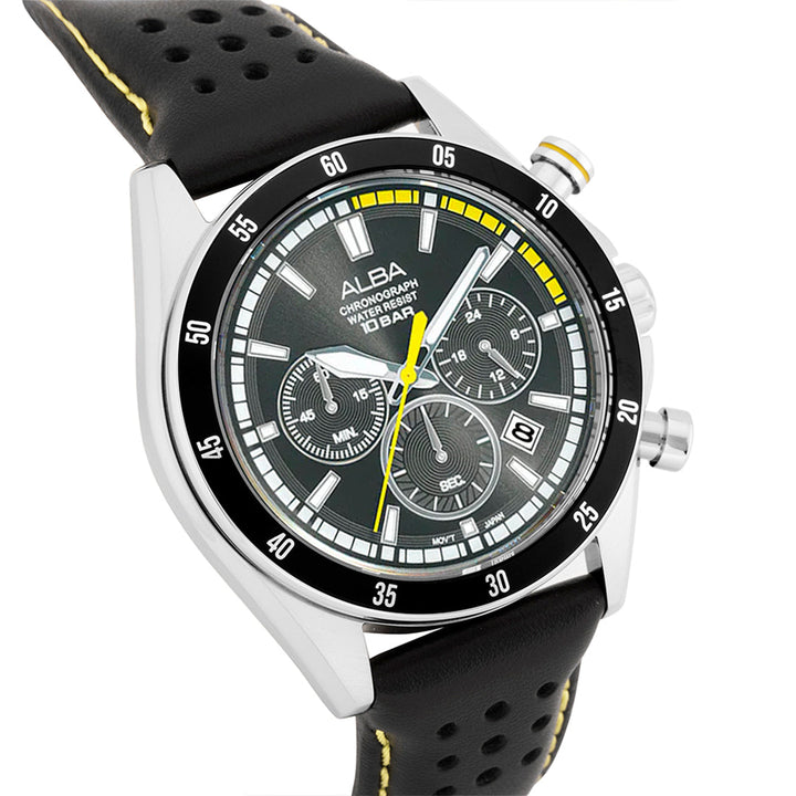 AT3J33X1 Midnight Black Dial with Leather Strap Chronograph