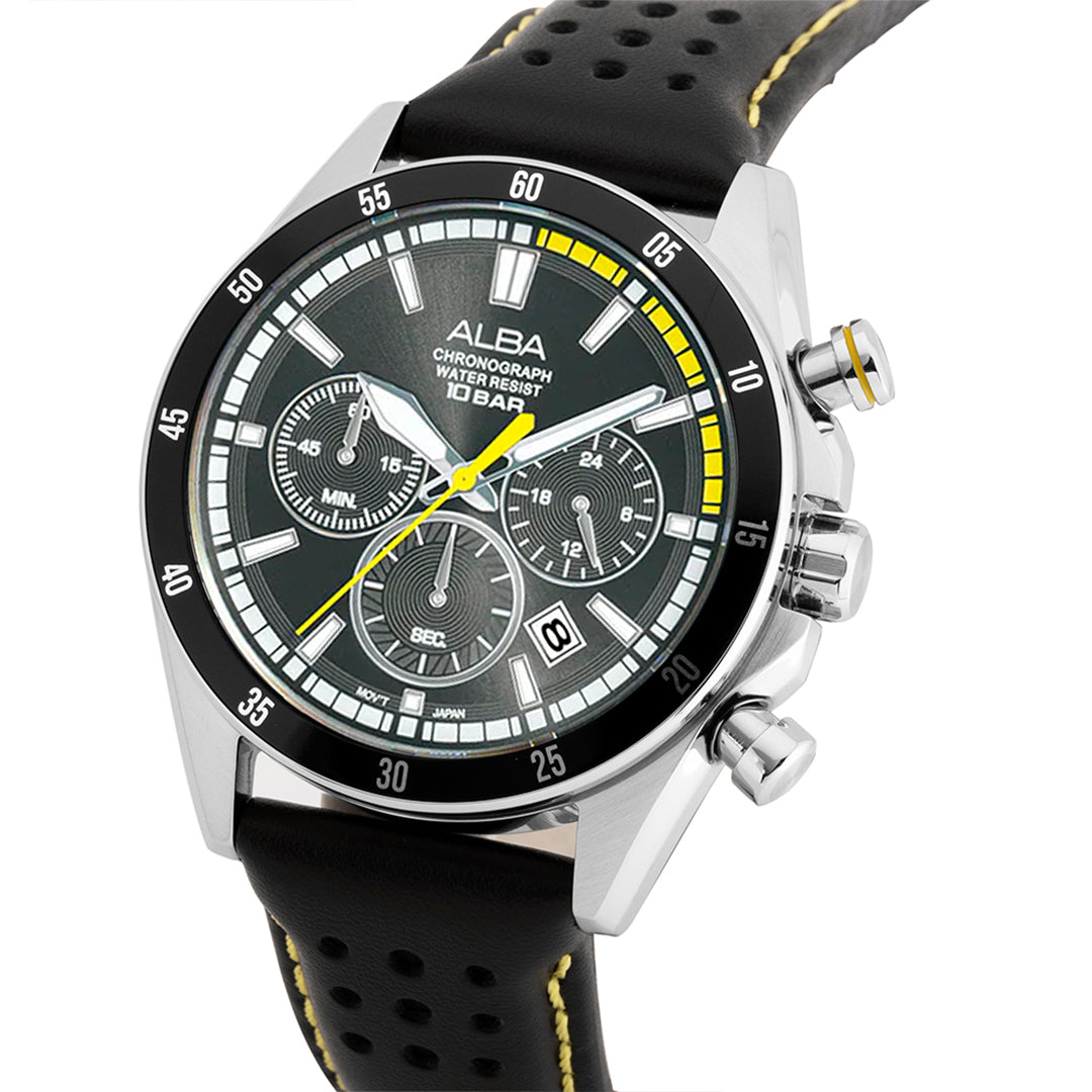 AT3J33X1 Midnight Black Dial with Leather Strap Chronograph