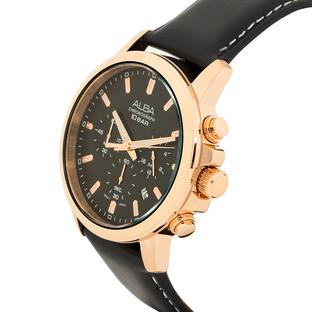 AT3J62X1 Black Dial Chronograph with Leather Strap