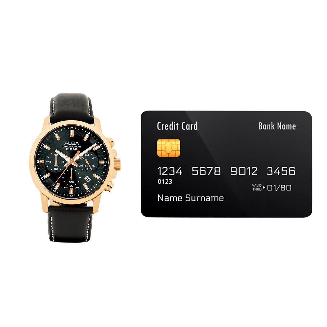 AT3J62X1 Black Dial Chronograph with Leather Strap