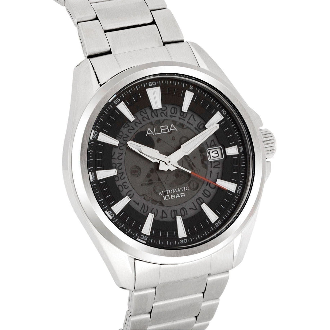 Alba Skeleton Alba AU4031X1 Black Skeleton Dial Watch with White Hands Automatic Wat ...