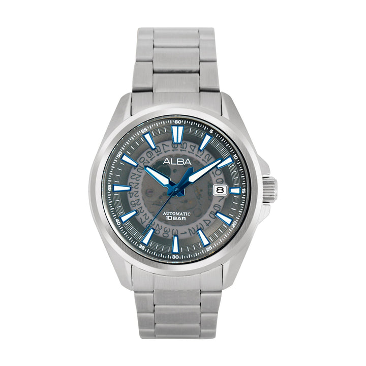 AU4033X1 Black Skeleton Dial Watch with Blue Hands