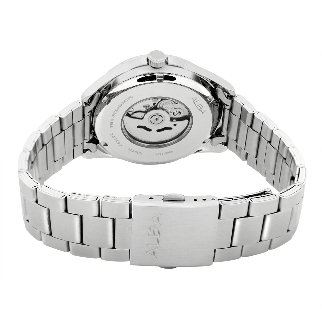 AU4033X1 Black Skeleton Dial Watch with Blue Hands