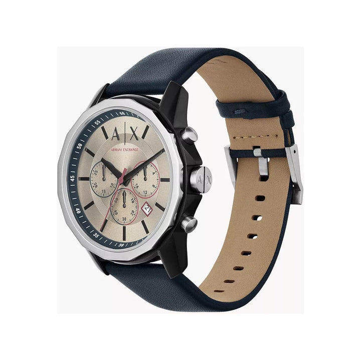 Armani Exchange Chronograph Blue Leather Watch AX1744