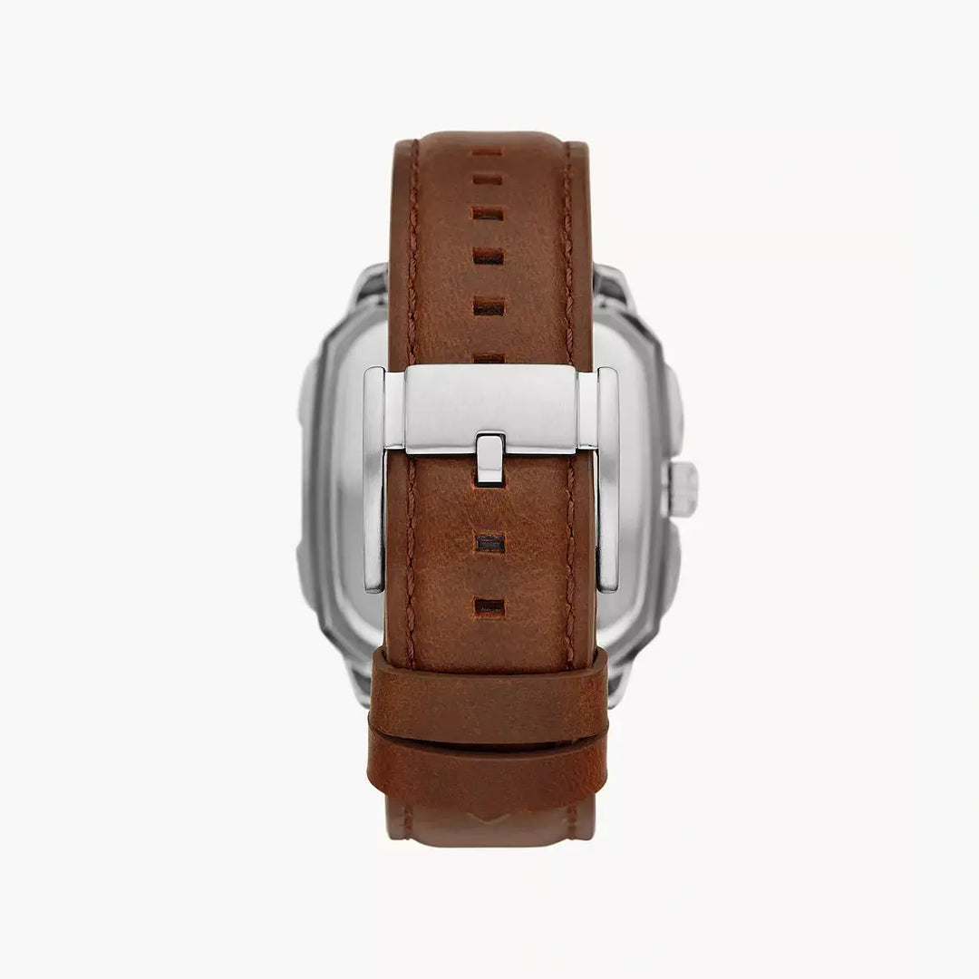 Fossil Inscription Automatic Brown Leather Watch
