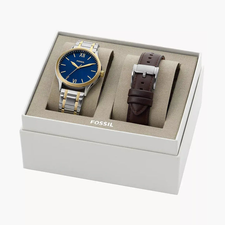 Fossil Fenmore Three-Hand Two-Tone Stainless Steel Watch And Strap Box Set