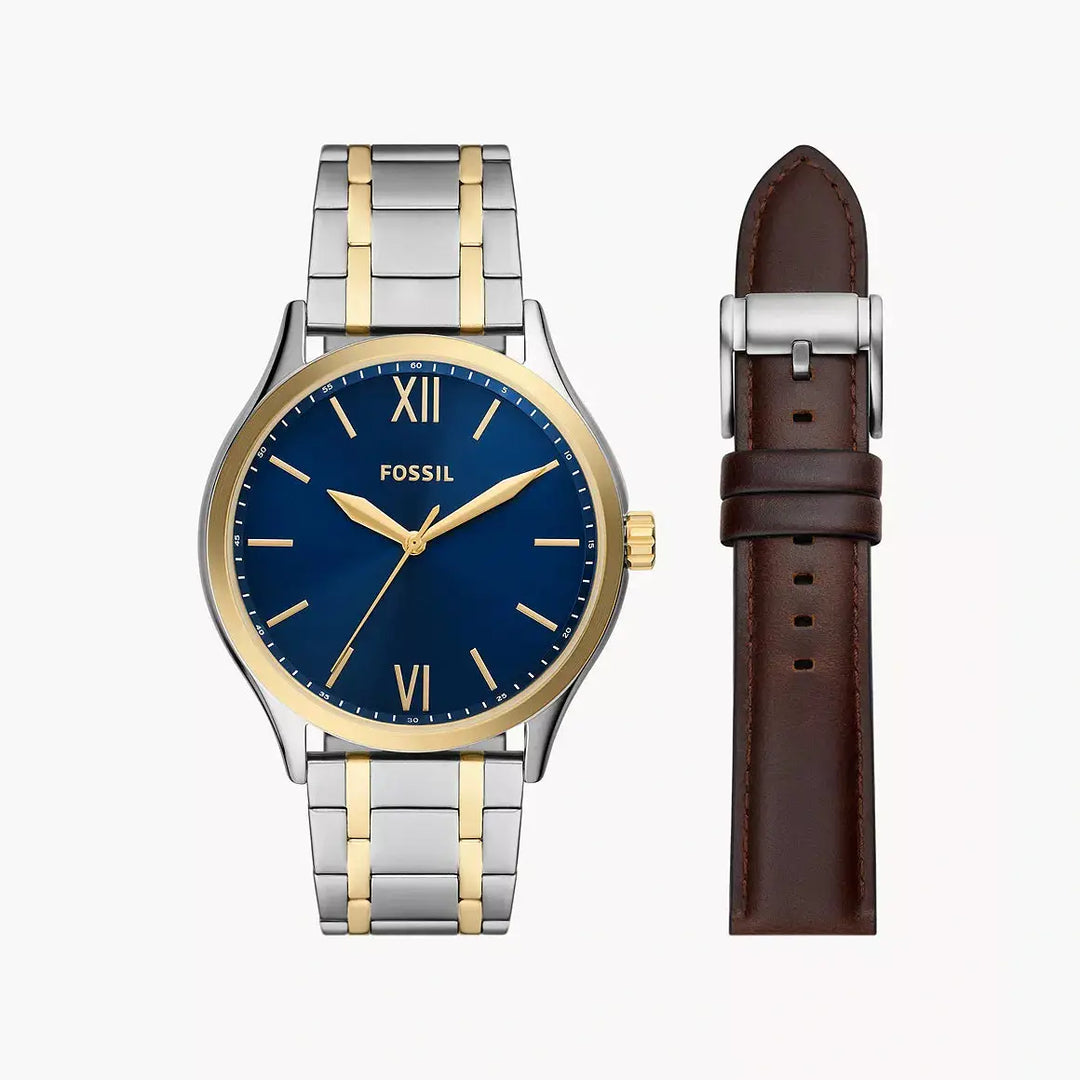 Fossil Fenmore Three-Hand Two-Tone Stainless Steel Watch And Strap Box Set