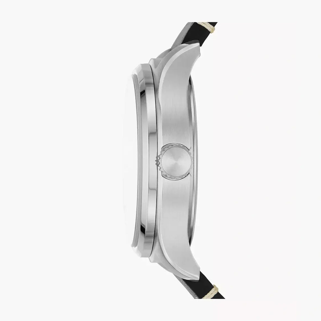 Fossil Easton Three-Hand Black Leather Watch