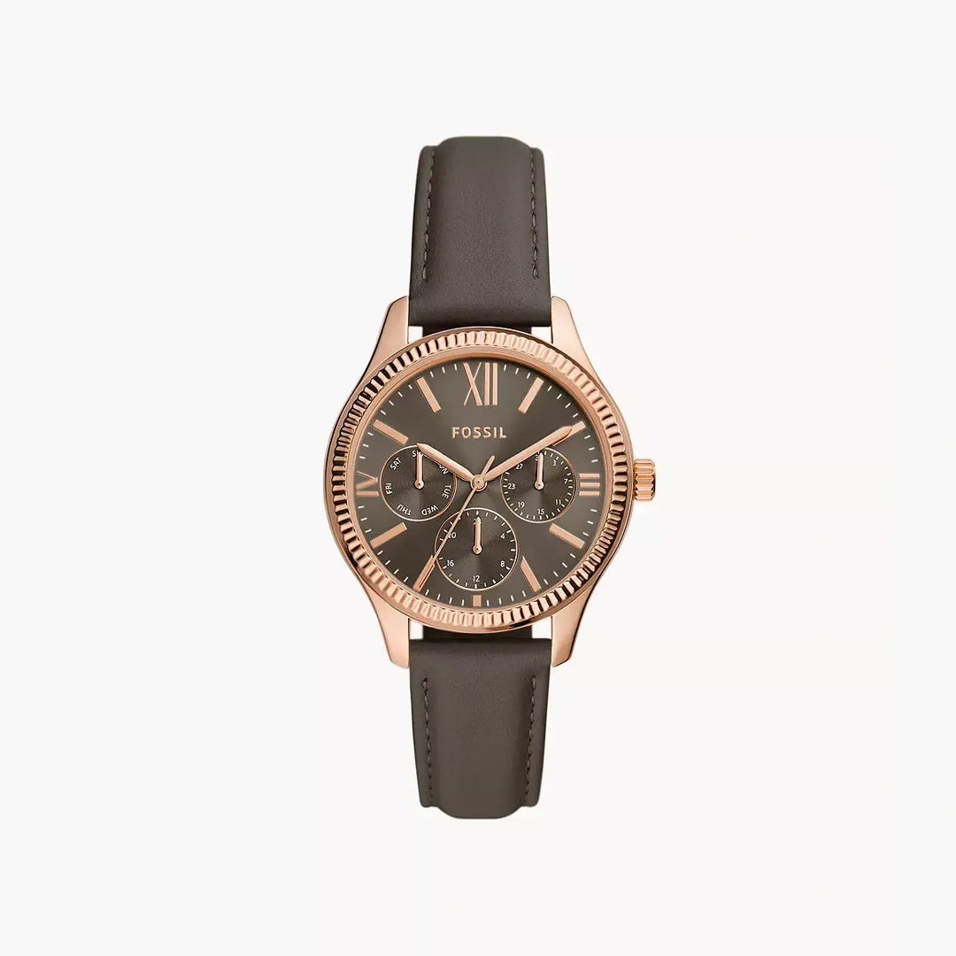 Fossil Rye Multifunction Grey Leather Watch