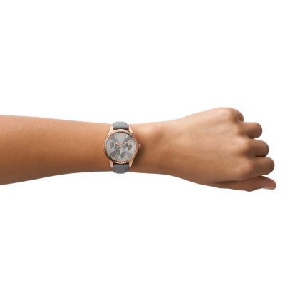 Fossil Rye Multifunction Grey Leather Watch