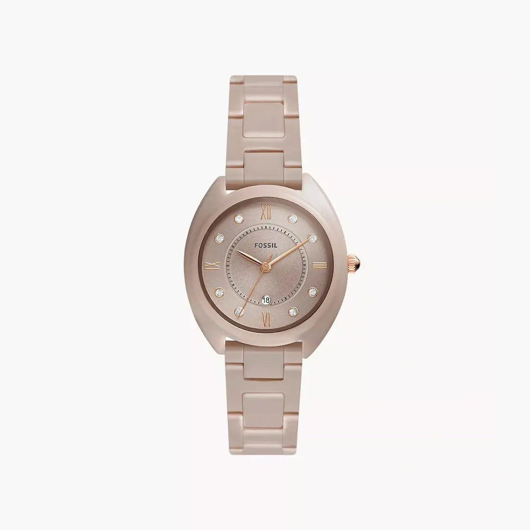 Fossil Gabby Three-Hand Date Salted Caramel Stainless Steel And Ceramic Watch