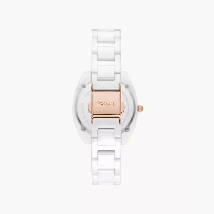 Fossil Gabby Three-Hand Date White Stainless Steel And Ceramic Watch