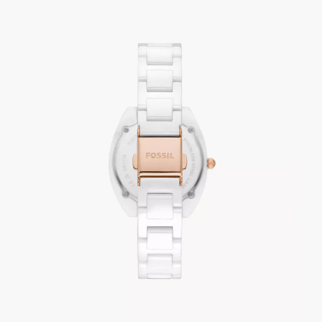 Fossil Gabby Three-Hand Date White Stainless Steel And Ceramic Watch