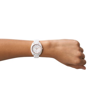 Fossil Gabby Three-Hand Date White Stainless Steel And Ceramic Watch