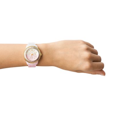 Fossil Stella Multifunction Pink And White Ceramic Watch