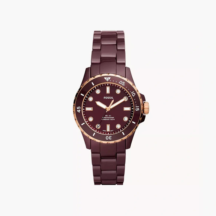 Fossil FB-01 Three-Hand Brown Ceramic Watch