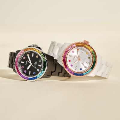 Fossil FB-01 Three-Hand Black Ceramic Watch