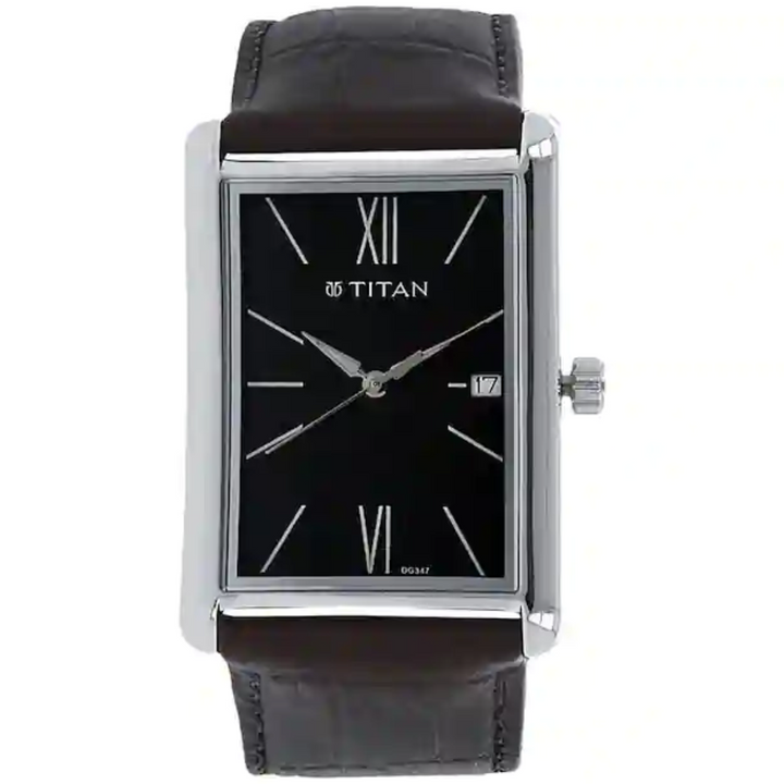 Titan Workwear Watch with Black Dial & Leather Strap NP1731SL01