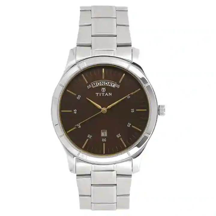 Titan Workwear Watch with Brown Dial & Stainless Steel Strap NP1767SM03 (DH329)