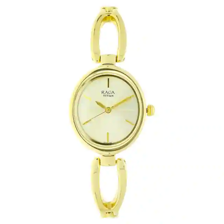 Titan Raga Viva Champagne Dial Metal Strap Watch NP2579YM01 (DG598)