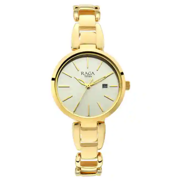 Titan Raga Viva Golden Dial Metal Strap Watch NP2642YM01 (DK511)