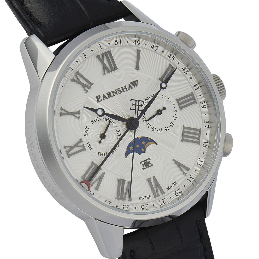 Earnshaw Officer Swiss Made Quartz 3 Hands Watches Silver Black