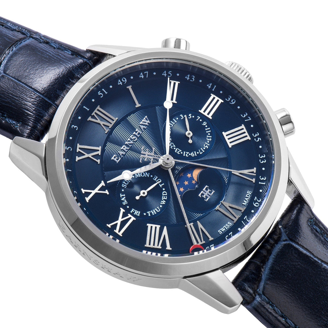 Earnshaw Officer Swiss Made Quartz 3 Hands Watches Navy Blue