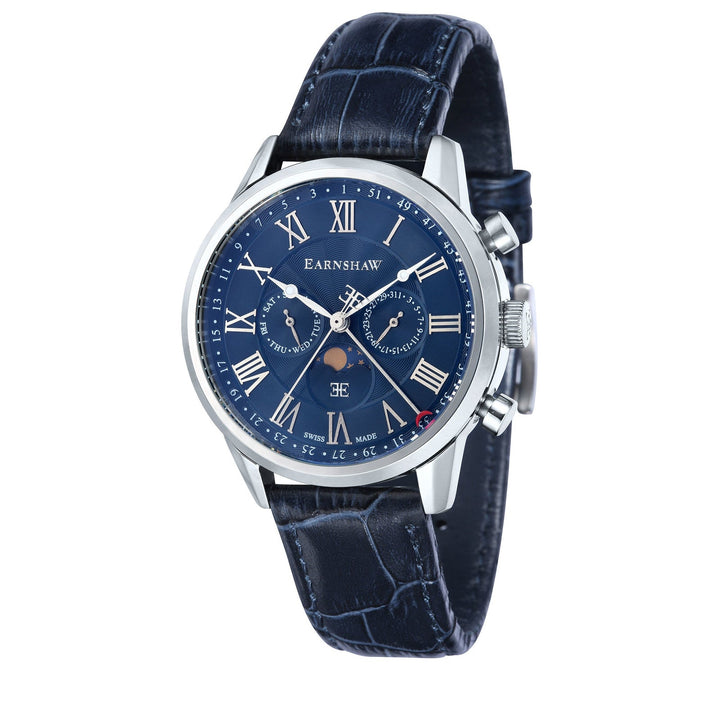 Earnshaw Officer Swiss Made Quartz 3 Hands Watches Navy Blue