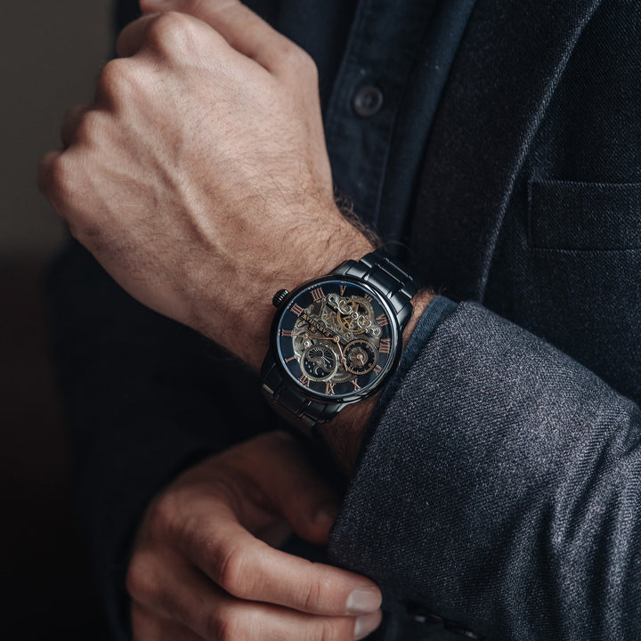 EARNSHAW LONGITUDE DUAL TIME AUTOMATIC TUXEDO BLACK