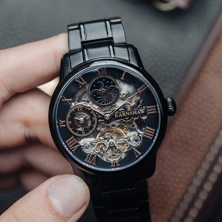 EARNSHAW LONGITUDE DUAL TIME AUTOMATIC TUXEDO BLACK