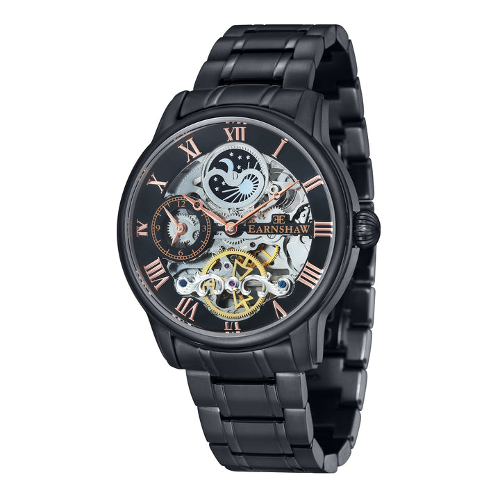 EARNSHAW LONGITUDE DUAL TIME AUTOMATIC TUXEDO BLACK