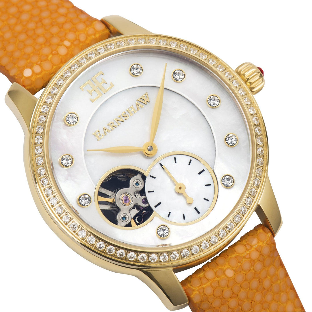 Earnshaw Lady Australis Automatic Watches Apricot Mother Of Pearl