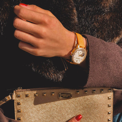 Earnshaw Lady Australis Automatic Watches Apricot Mother Of Pearl