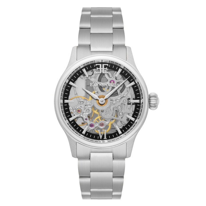 Earnshaw Bauer Shadow Mechanical Skeleton Silver
