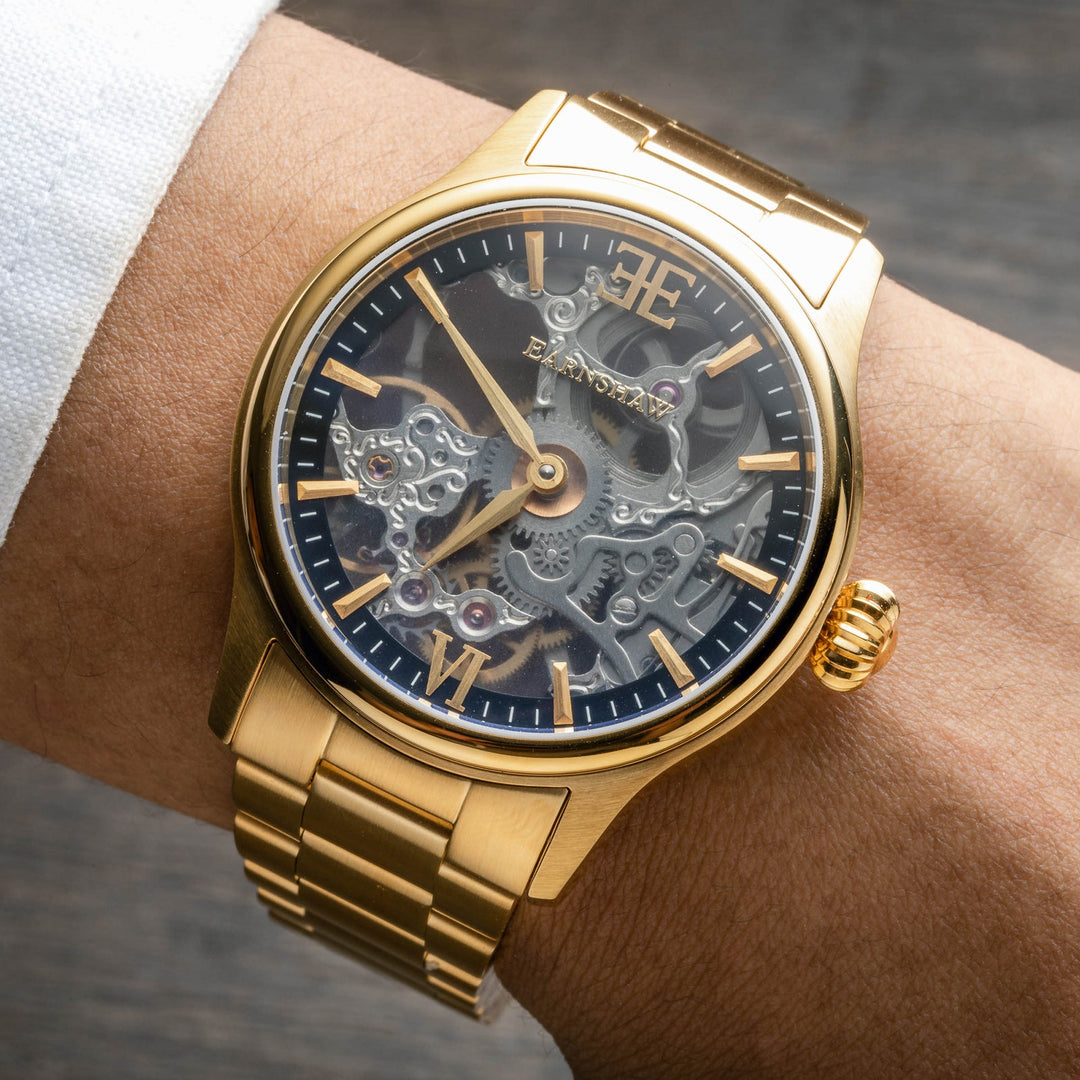 Earnshaw Bauer Shadow Mechanical Skeleton Gold Mist