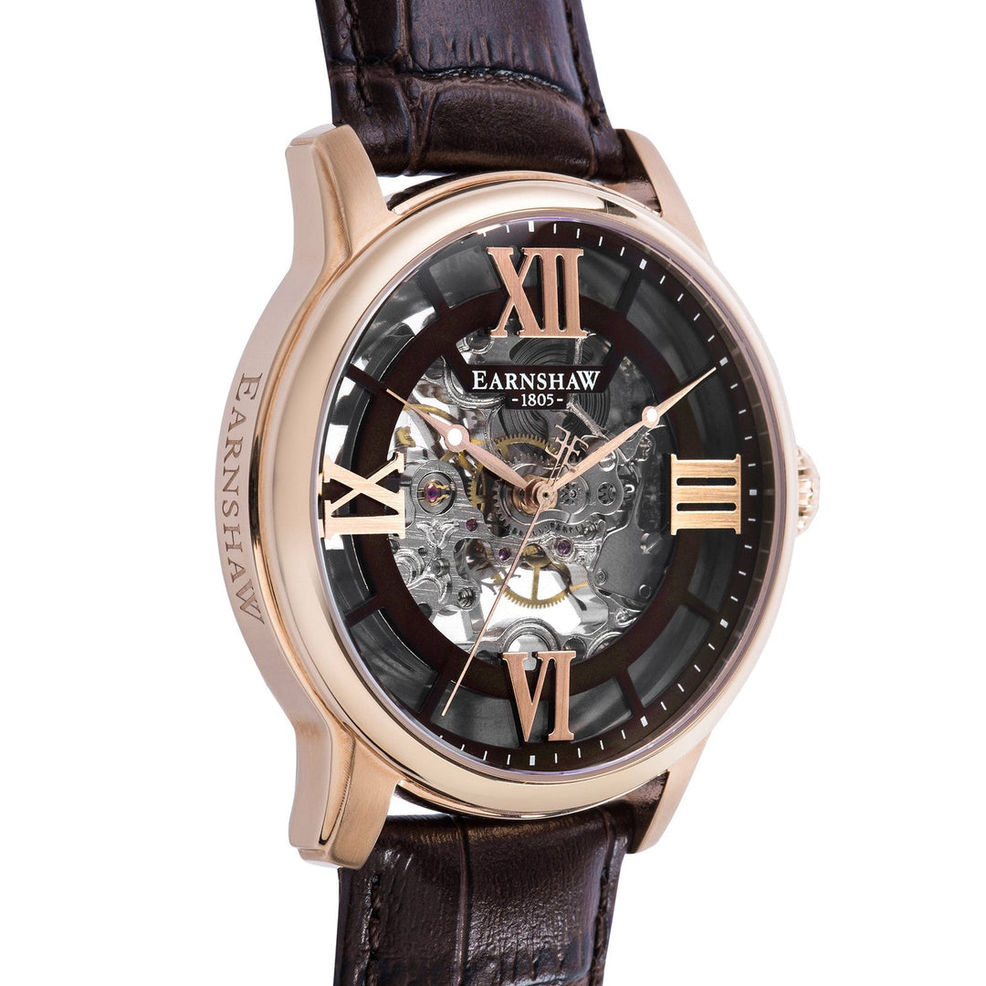 Earnshaw Longitude Skeleton Mechanical Watches Roman Brown