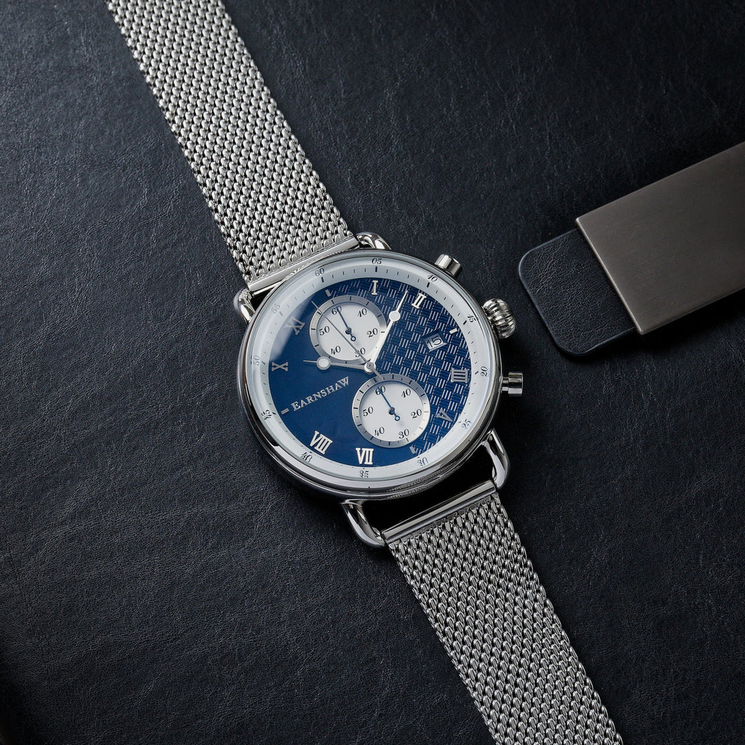 Earnshaw Investigator Dual Eye Chronograph Panda Black